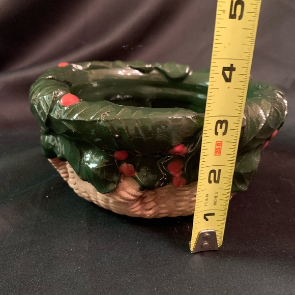 MERRY! - Vintage Charlestowne Pottery Bowl, Green Christmas Holly, Hand made - Picture 6 of 8